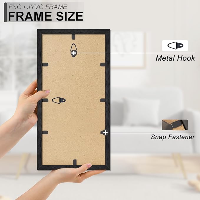 Engineered Wood 8x16 Picture Frame, Black Frame for 8 x 16 Inch Picture Poster Photo, Light Weight 8 by 16 Frame with Wood-grain for Wall - 1 Pack/Black/8"x16"