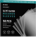 EVEO 50 Vinyl Record Sleeves Outer – Crystal Clear Outer Vinyl Sleeves LP Album Covers 12.75"x12.75" | Perfect Fit Protective 3 Mil Protection for Single & Double LPs - Archival Standard