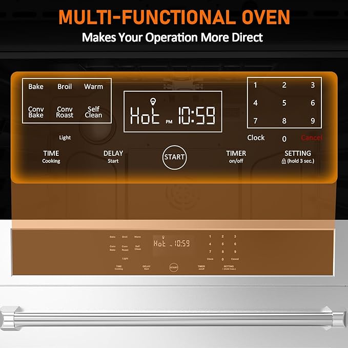 30 Inch Electric Wall Oven, 4.8 Cu.ft Built-in Single Convection Oven with Self-Cleaning, Broil, Bake, Safety Lock, LED Touch Control for Kitchen Cabinet