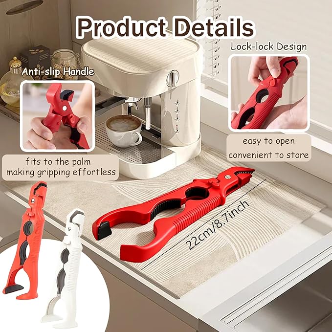 3-in-1 Hot Plate Gripper, 2 Pack Silicone Anti Scald Bowl Holder Clip for Bowls & Dish, Non-Slip Jar Opener Clip for Kitchen, Air Fryer, Microwave & Baking Dishes
