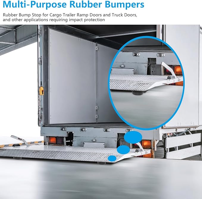 Trailer Ramp Door Rubber Bumpers, 2.5" Round Rubber Bump Stops, fit for trailer door bumper, Air Compressors, Pumps,Generators, Pressure Washers, With Screw Kits, 4-Pack