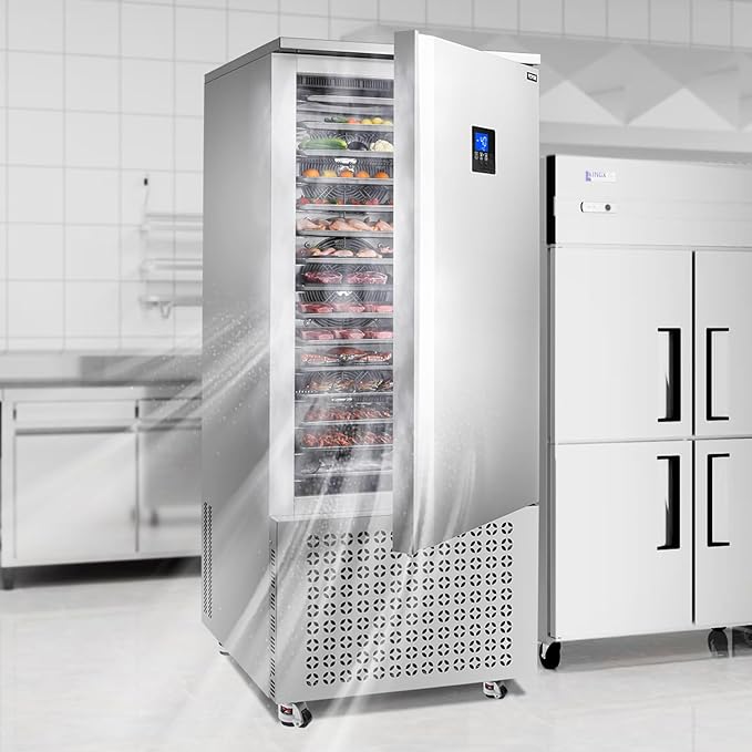 VEVOR 370 L Blast Chiller, 15 Trays Commercial Large Flash Freezers, <-31~68°F> 4 Modes Shock Frozen, 304 Stainless Steel Flash Freezer, Blast Chillers with Caster for Bakery, Restaurant Kitchen