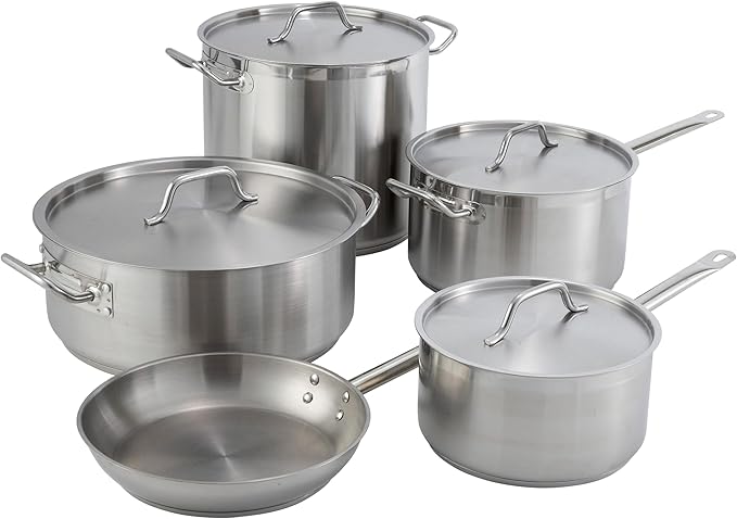 Winco Heavy-Duty Stainless Steel Stock Pot with Cover, 60 Quart