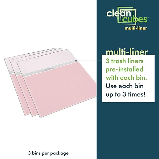 13 Gallon Disposable Pop-Up Trash Cans (3-Pack, Multi-Liner) with Fitted Bags – Foldable Garbage & Recycling Bins for Parties, Events & Kitchen (Pink, 17" H x 13.5" W x 10" D)