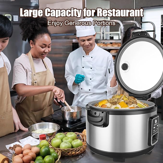 Commercial Rice Cooker & Warmer 60 Cups (Cooked),13.8 Qt / 13 Liter Large Capacity Rice Cooker,Auto Keep Warm,Non-Stick Inner Pot,One-Touch Operation,1350W Fast Cooking Electric Rice Cooker