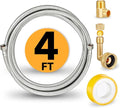 Dishwasher Installation Kit, 4 FT Stainless Steel Braided Dishwasher Water Supply Line with Food-Grade PEX, 3/8" x 3/8" MIP & 3/8" x 3/4" FHT Elbow Connectors