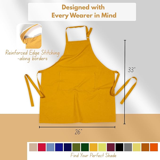 Native Fab Kitchen Apron 2 Pack - 100% Cotton Adjustable, Durable Apron with Pockets, Perfect for Cooking, Baking, Grilling