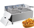 Dual 11L Commercial Deep Fryer | 304 Stainless Steel Dual Tank Design | 3400W Total Power (1700W x 2) 110V | with Extra Large Baskets & Lids for Restaurant & Food Service