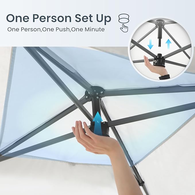 PHI VILLA 10x10ft 1-Person Setup Pop Up Canopy Tent Instant Portable Shelter w/ 1-Button Push, Case, 4 Weight Bags - Dark & Light Brown
