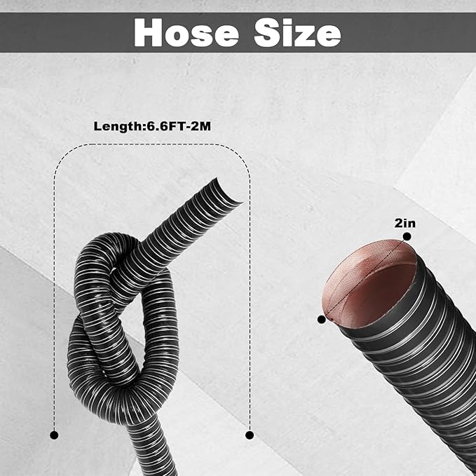 NOWBALL 2in Automotive Air Duct Hose, Length 2 Meter-6.6ft, 2" Silicone Flexible Cooling Ducting, 50mm High Heat Brake Exhaust Hose for Car, Garage, Dryer Air System Black