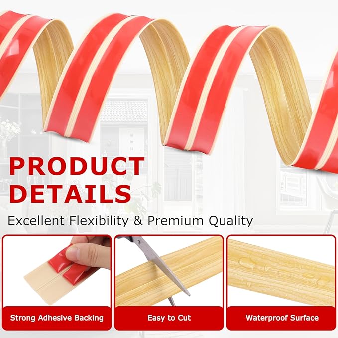 Flexible Wall Corner Protector Moulding Trim Peel and Stick Wall Corner Guards Edge Protector Self Adhesive Molding Trim Strip for Edge Ceiling (Original Wood Grain, 1.6 in x 20 Ft)