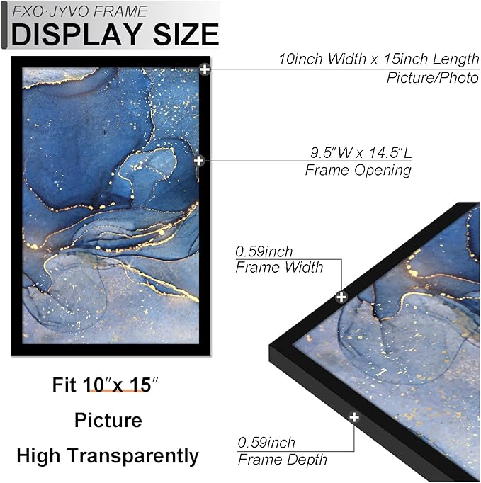 10x15 Picture Frame Set of 6, Black Frame for 10 x 15 Inch Picture Poster Photo, Light Weight and High Transparent 10 by 15 Frame for Wall - 6 Pack/Black/10 x15