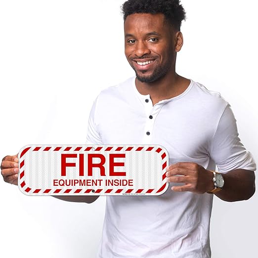 Fire Equipment Inside Sign, Fire Safety Sign, 6x18 Inches, 3M EGP Reflective .063 Aluminum, Fade Resistant, Indoor/Outdoor Use, Made in USA