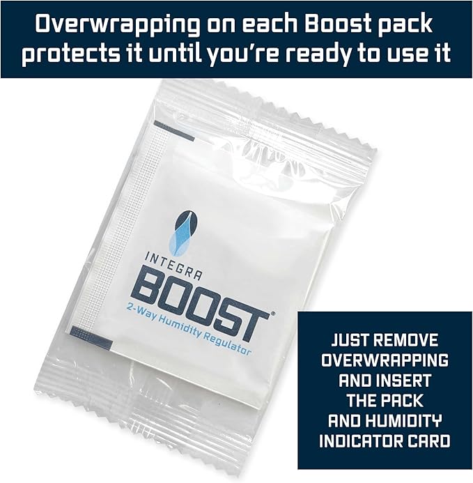 Integra Boost 55% RH Level - 4 Gram Size - Two-Way Humidity Control Pack - Incl. Replacement Indicator Cards - Food Storage & Herbs Moisture Balancer for Up to 1/2 oz (Pack of 20)
