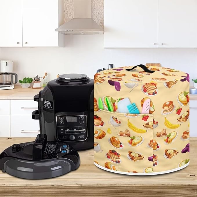 Cute Food Pattern Kitchen Appliance Cover for 3 qt Pressure Cooker,Small Appliance Dust Cover for Electric Pressure Cooker/Air Fryer/Rice Cooker/Steamer/Toaster/Oven,Washable