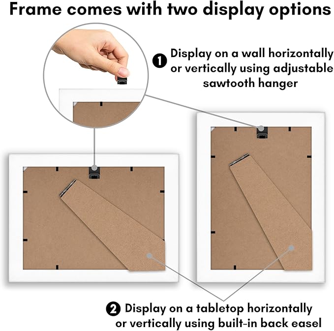 Americanflat 5x7 Picture Frame with Shatter-Resistant Glass - Use as 4x6 Frame with Mat or Display 5x7 Photo Without Mat - Signature Collection - Picture Frames for Tabletop and Wall Display - White