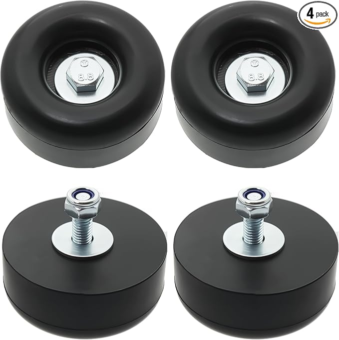Trailer Ramp Door Rubber Bumpers, 2.5" Round Rubber Bump Stops, fit for trailer door bumper, Air Compressors, Pumps,Generators, Pressure Washers, With Screw Kits, 4-Pack