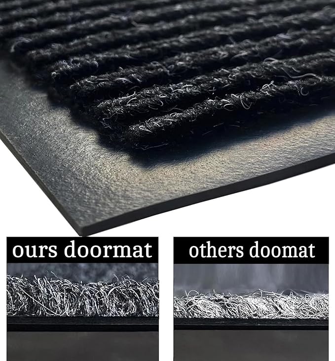 SRDDQLC Door Floor Mat Commercial Grade Large Size Heavy Duty Tough Entry Collection Slip Skid Entrance Mat with Rubber Backing Low Profile and Easy to Clean Indoor Outdoor Rug,4FTx8FT,Black