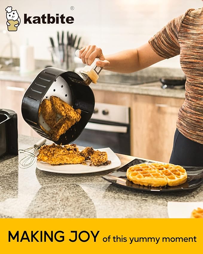 Katbite Air Fryer Parchment Paper Liners 120Pcs, 7.5 inch Perforated Parchment Paper, Heavy Duty & Non-stick Round Parchment Paper for Air Fryer Basket, Bamboo Steamer, Metal Steamer