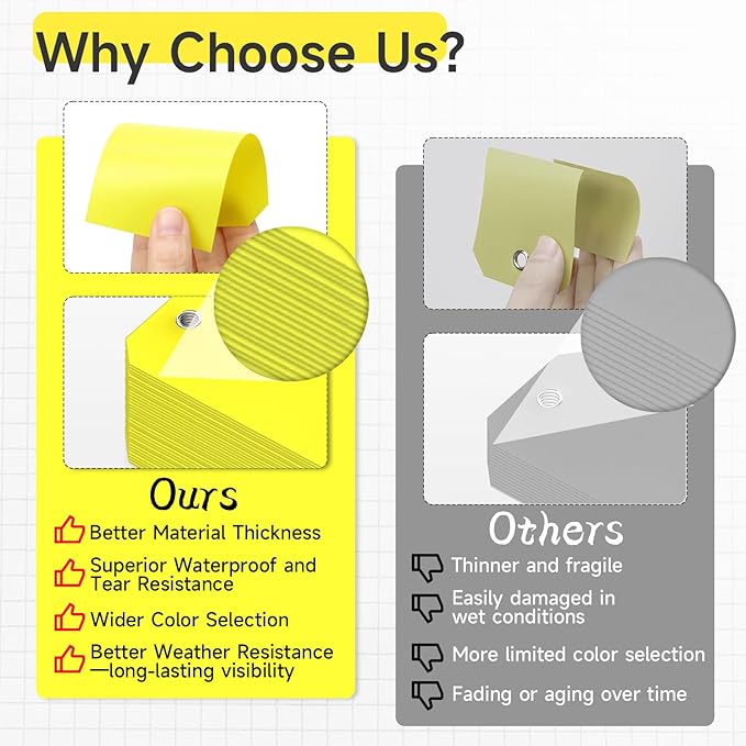 200 Pieces 4 3/4" x 2 3/8" Plastic Shipping Tags with Wire Waterproof Tags for Labeling Heavy Duty Plastic Tags Blank Tags to Write On with Reinforced for Equipment Car Parts Garage Storage(Yellow)