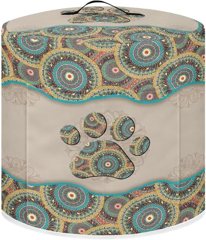 Xoenoiee Boho Mandala Dog Paw Print Kitchen Appliance Dust Cover with Pockets, Electric Pressure Cooker Cover Compatible with Rice Cooker Cover Air Fryer Cover, for 8 Quart