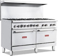 Commercial 60" Gas Range with Convection Oven, 10 Open Burners and Under Full Size Oven 300000 BTU & 33000 Static Oven,NG/LPG Conversion kit, Manual Gas Valve,Freestanding Gas Range for Restaurants