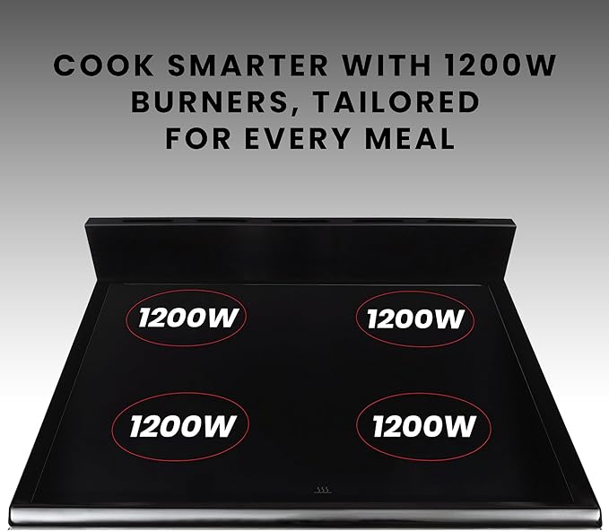 Equator ECR 204 20" Electric Range in STAINLESS – 4 Ceramic Burners, Convection Oven & Air Fry Function, Compact Freestanding Electric Stove for Apartments, Condos & Tiny Kitchens