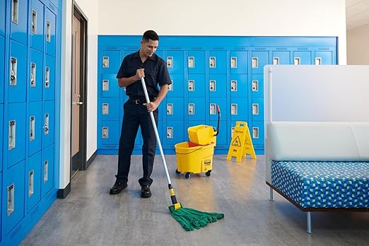 HealSmart 28-Quart Commercial Mop Bucket with Side-Press Wringer & Wheels – Multi-Functional Storage, High Efficiency Dehydration, Anti-Splash Design for Floor Cleaning in Offices, Malls, Yellow