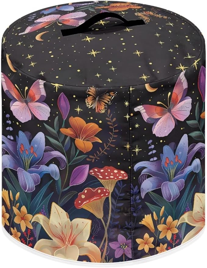 Air Fryer Cover Dust Cover, Machine Washable Appliance Covers for 3 Quart Air Fryer & Pressure Cooker Kitchen Appliance Accessories with Pockets, Butterfly Flower