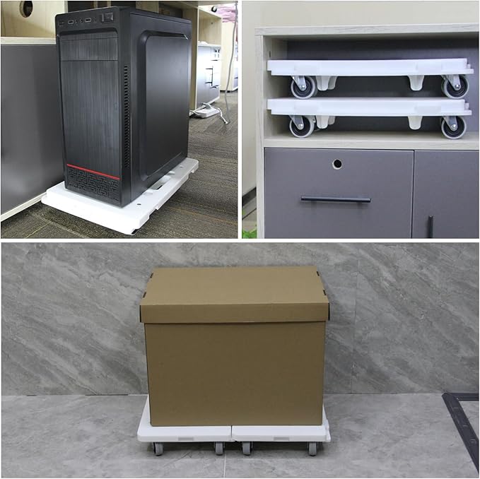 Furniture Dolly,Moving Dolly 4 Wheels Heavy Duty,16in-11in 500lbs Capacity,Furniture Movers Dollys with Wheels,4 Wheels Small Flat Dolly Cart, 2 Pack, White