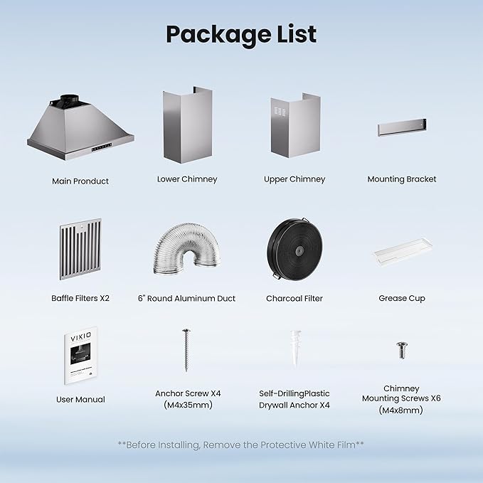 30 Inch Pro Wall Mount Range Hood 980CFM, Direct 3 Speed Panel with Gesture & Touch Control, Ducted/Ductless Stainless Steel Kitchen Vent Hood, Delay Shut-Off, Includes Duct & Filter