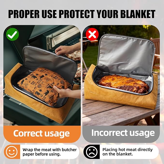 270° Opening BBQ Blanket for Resting Meat, Valentines Day Gift Meat Resting Bag, Leak-Proof Smoker Accessories, Grilling Gift for Pork/Brisket/Turkey - Anniversary Birthday Gift for Men Dad Him