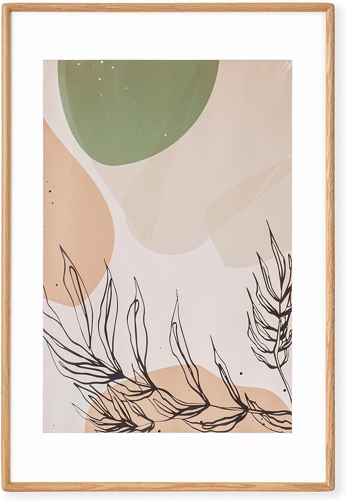 Axeman 20x30 Oak Frame - Rounded Corner 20 x 30 Poster Frame Matted to 16x24 - Natural Oak Wood Picture Frame with Tempered Glass for Wall Mount Display