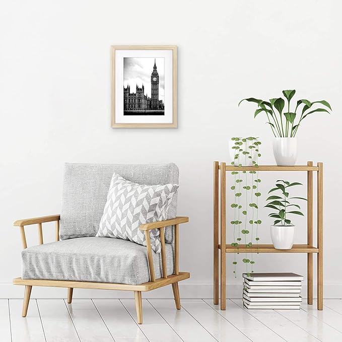 Americanflat 11x14 Picture Frame with Shatter-Resistant Glass - Use as 8x10 Frame with Mat or Display 11x14 Photo Without Mat - Signature Collection - Picture Frames for Wall Display - Natural Oak