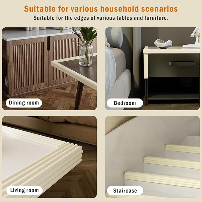 Foam Table Edge and Corner Guards for Baby,(6.5ft Edge 4Corners),Baby Proofing Soft Corner Protectors,Furniture and Tables Child Baby Proof Bumpers, Pre-Taped Corner Cushions (Grey)