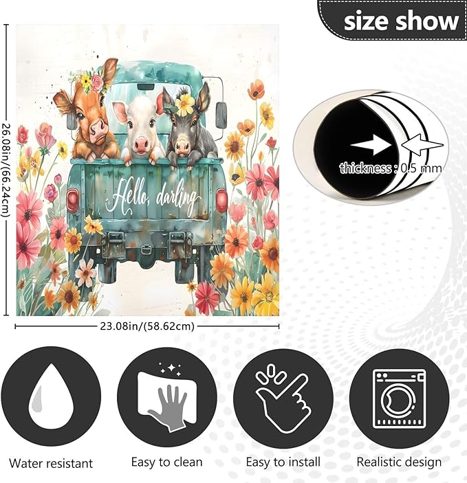 Highland Cow Pig Donkey Truck Dishwasher Magnet Cover Sticker Magnetic Refrigerator Panel Front Door Fridge Microwave Decal