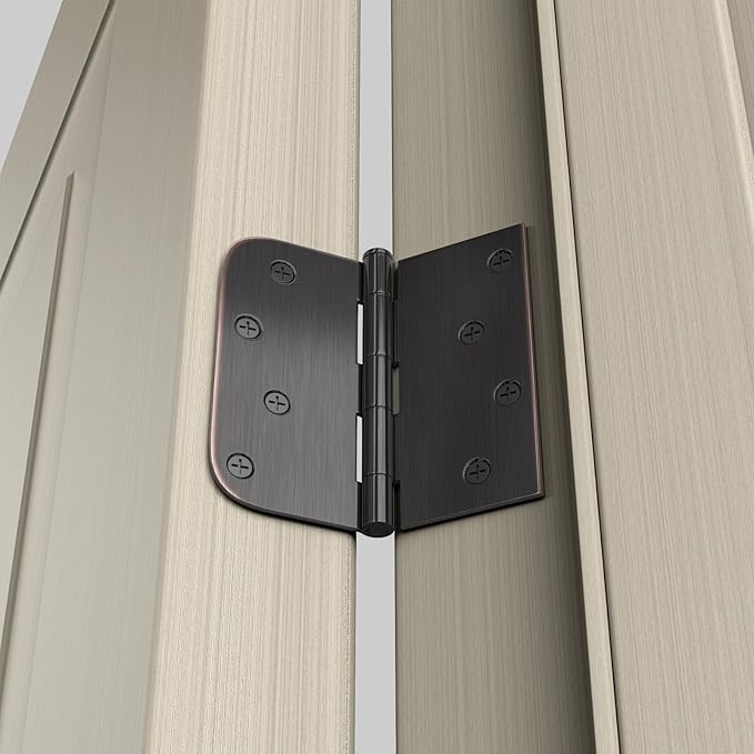 12 Pack goldenwarm 4in Oil Rubbed Bronze Door Hinges Interior Door Hinges 4 x 4 Inch with Square & Round Corners, Iron Material