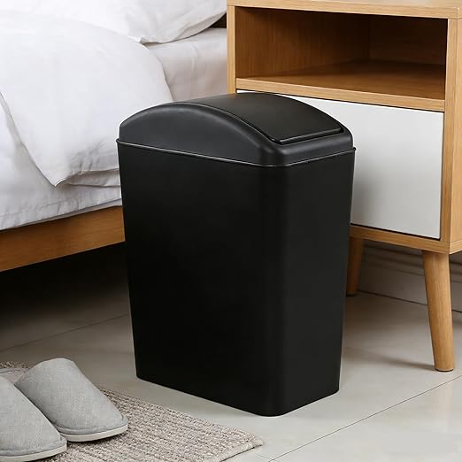 3 Packs Kitchen Trash Can with Lid, Garbage Can Waste Basket for Bathroom Bedroom Living Room, 4.5 Gallon, Black