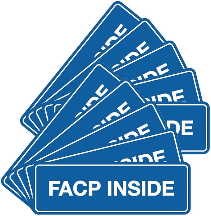 Signs ByLITA Standard FACP Inside Sign | Fire Safety Signage (Blue) - Small 10 Pack
