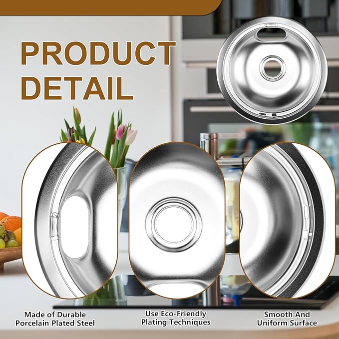 W10196405 W10196406 Electric Stove Burner Drip Pans & MP21YA MP15YA Electric Range Burner Element Unit Set fit for Whirlpool Kenmore Amana Range Oven/Stove by Cenipar