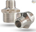 ZOUNI Reducing Hex Nipple, 304 Stainless Steel 1" NPT Male x 1/2" NPT Male Pipe Fitting Reducer Nipple Adapter 2000psi Reducer Straight Connector (2pcs, 1"-1/2")