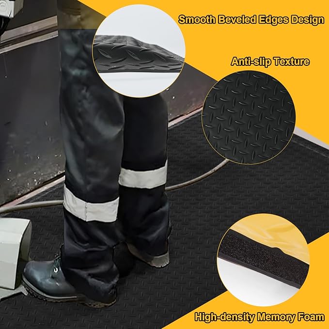Nisorpa Anti Fatigue Mats Industrial 2' x 7' Ergonomic Standing Mat 15/16" Extra Thick Cushioned Shop Floor Mats Kitchen Mats Heavy Duty Commercial Diamond Plate Support for Leg & Back Pain