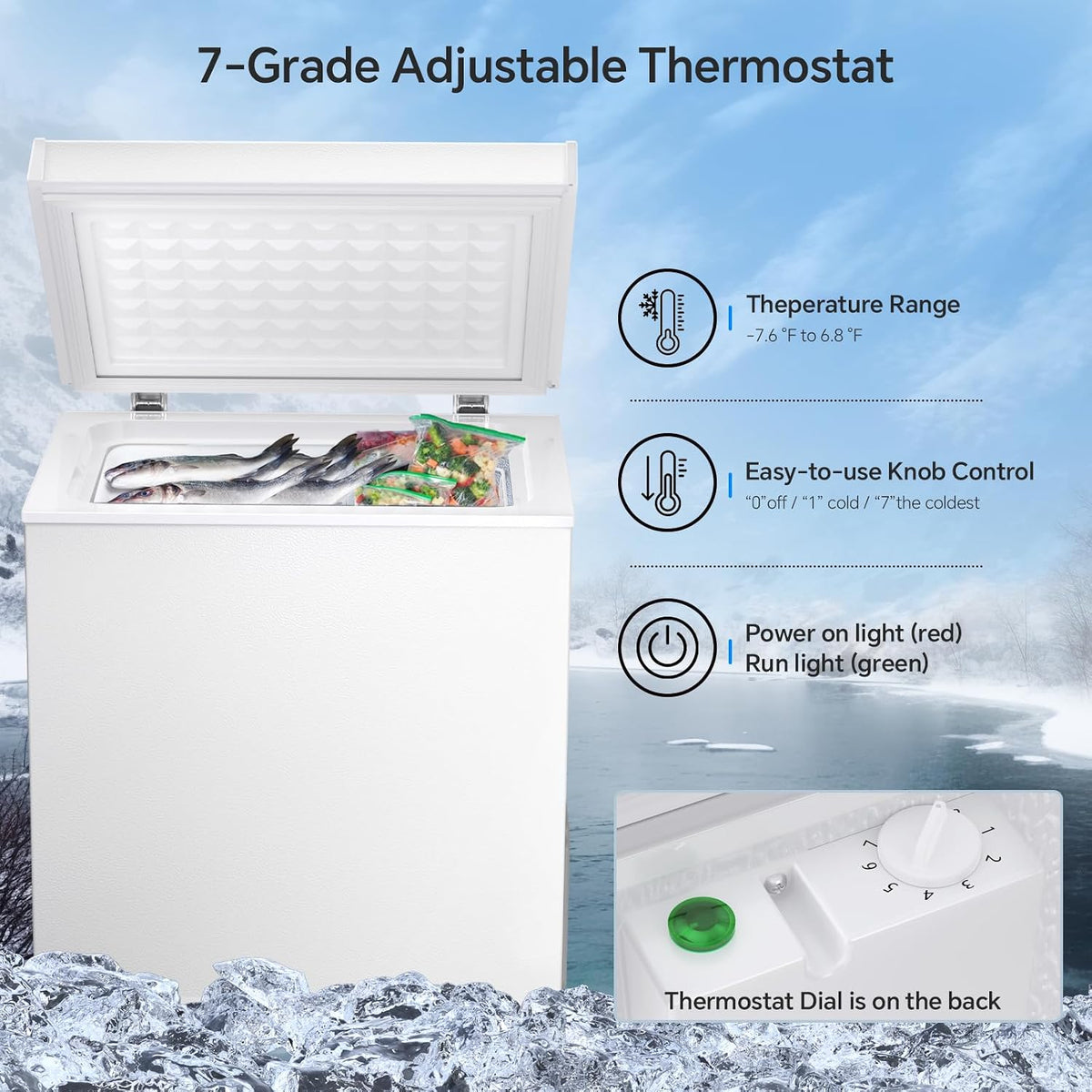 Kismile 2.0 Cubic Feet Chest Freezer, Compact Deep Freezer for Home, White
