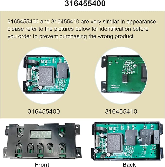 316455400 Range Oven Control Board for Frigidaire and Kenmore Oven Stove, 7-Button Digital Clock Control Panel, Replacement for 5304518660