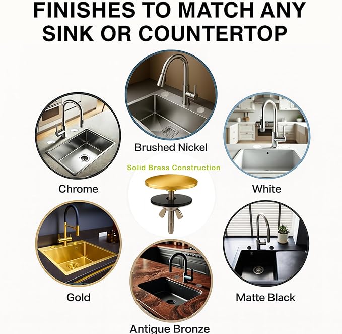 2 Pcs Solid Brass Kitchen Sink Hole Cover, 2 Inch Faucet Hole Cover, Matte Black Finish Tap Hole Plate Stopper Cover, Countertop Hole Cover for Kitchen and Bathroom Sinks (Matte Black)
