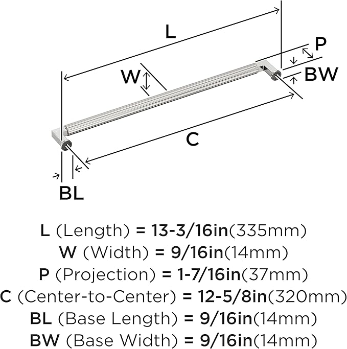 Amerock Ballard 12-5/8 inch (320mm) Center-to-Center Polished Nickel Cabinet Pull, BP37649PN