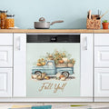 Fall Truck Teal Dishwasher Magnet Cover for Front Panel Magnetic Dishwasher Cover Decorative Refrigerator Magnet Covers Fridge Panel Decal for Home Decor, 23" x 26"