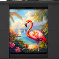 Summer Palm Flamingo Dishwasher Magnet Cover Front Dishwasher Cover Decor Reusable Magnetic Door Cover Panel Decal Home Appliances Stickers Kitchen Refrigerator Fridge 23"x26"