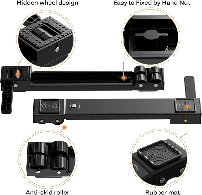 Appliance Rollers Heavy Duty,Newest Extendable Appliance Sliders,Liftable Washing Machine Base,Easily Move Washer and Dryer Machines,Refrigerators,Furniture-Black