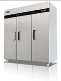 Migali C-3F-HC Three Door Reach-In Freezer, 72 cu/ft, Stainless Steel Interior and Exterior, Auto Defrost, Digital Temperature Display, Door Locks